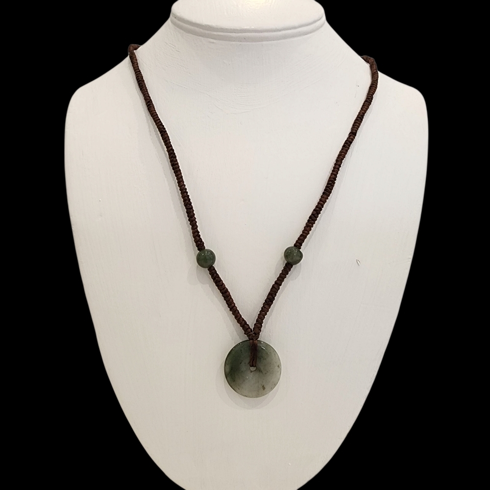 Boho Bohemian Jade Pendant Necklace Blessing Circle Pendant Unity Wholeness
